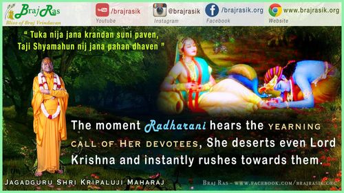 Tuka Nija Jana Krandan Suni Paven, Taji Shyamahun Nij Jana Pahan Dhaven - Quote by Jagadguru Shri Kripaluji Maharaj