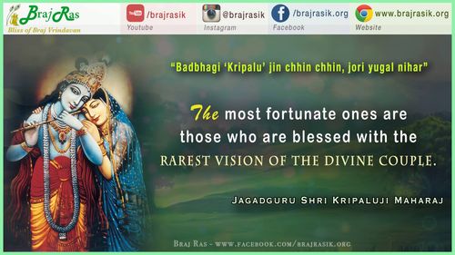 "बड़भागी 'कृपालु' जिन छिन छिन, जोरी युगल निहार" - जगद्गुरु श्री कृपालु जी महाराज