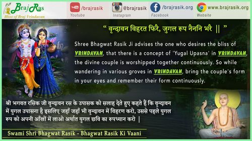 Vrindavan Viharat Firee - Shri Bhagwat Rasik, Bhagwat Rasik Ki Vaani, Ananyanishchayatmak Granth, Uttarardh (37)