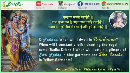 वृन्दावन कबहि बसाईहौ  - श्री हरिराम व्यास (विशाखा अवतार) - व्यास वाणी, पूर्वार्ध (105)