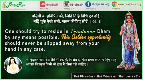 बसिबौ वन्दाविपिन कौ - श्री ध्रुवदास, बयालीस लीला, वृन्दावन शत लीला (61)