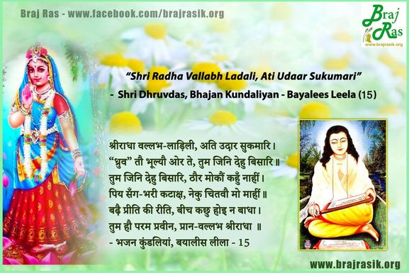 श्रीराधा वल्लभ-लाड़िली, अति उदार सुकमारि - श्री ध्रुवदास भजन कुंडलियां, बयालीस लीला (15)