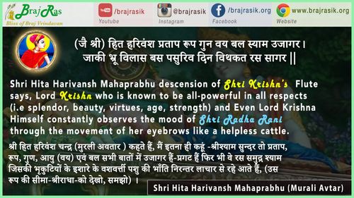 (जै श्री) हित हरिवंश प्रताप रूप गुन वय बल स्याम उजागर - मुरली अवतार श्री हित हरिवंश महाप्रभु, हित चौरासी (52)