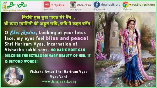निरखि मुख सुख पावत मेरे नैंन - श्री हरिराम व्यास (विशाखा अवतार) - व्यास वाणी, उत्तरार्ध (124)