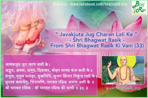 Javakjuta Jug Charan Lali Ke - Shri Bhagwat Rasik, Shri Bhagwat Rasik Ki Vani, AnanyaNishchayatma Granth - Purvardh (33)