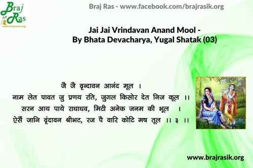 Jai Jai Vrindavan Anand Mool - Shri Bhata Devacharya, Yugal Shatak (03)
