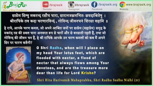 सत्प्रेम सिन्धु मकरन्द रसौघ धारा - श्री हित हरिवंश महाप्रभु - श्री राधा सुधा निधि (21)