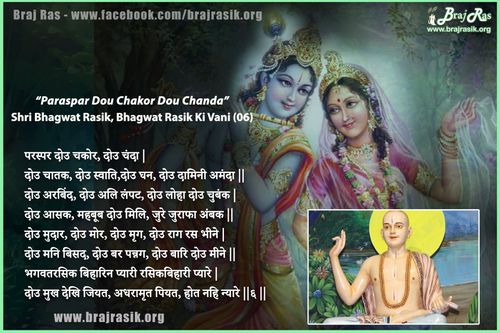 परस्पर दोउ चकोर, दोउ चंदा - श्री भगवत रसिक, श्री भगवत रसिक की वाणी, अनन्यनिश्चयात्म ग्रन्थ - उत्तरार्ध (6)