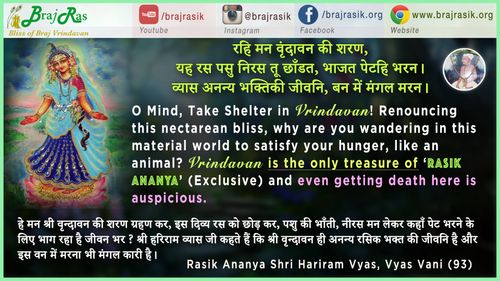 Rahi Mana Vrindavan Ki Sharan - Shri Hariram Vyas (Vishakha Avtar), Vyas Vani, Purvardh (93)