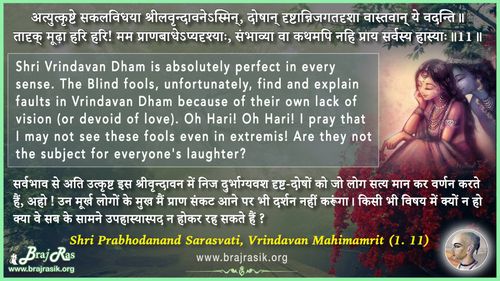 Atiut Krishte Sakal Vidhya Srila Vrindavanesmin - Shri Prabodhananda Sarasvati, Vrindavan Mahimamrit (1.11)