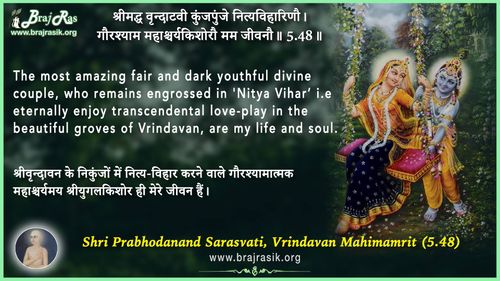 Shrimadh Vrindatavi Kunjpunje - Shri Prabodhananda Sarasvati, Vrindavan Mahimamrit (5.48)