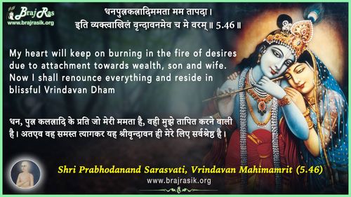 Dhan Putra Katradi Mamta Mam Tapda - Shri Prabodhananda Sarasvati, Vrindavan Mahimamrit (5.46)