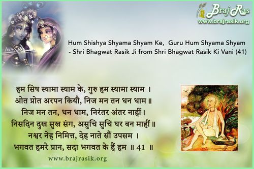 हम सिष स्यामा स्याम के, गुरु हम स्यामा स्याम - श्री भगवत रसिक - भगवत रसिक की वाणी, अनन्यनिश्चयात्म ग्रन्थ - उत्तरार्ध (41)