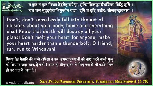 न कुरु न कुरु मिथ्या देहगेहाद्यपेक्षां - श्री प्रबोधानंद सरस्वती, वृन्दावन महिमामृत (1.70)