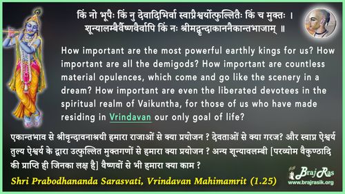 किं नो भूपैः किं नु देवादिभिर्वा - श्री प्रबोधानंद सरस्वती, वृन्दावन महिमामृत (1.25)