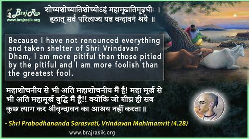 शोच्यशोच्यातिशोच्योऽहं - श्री प्रबोधानंद सरस्वती, वृन्दावन महिमामृत (4.28)