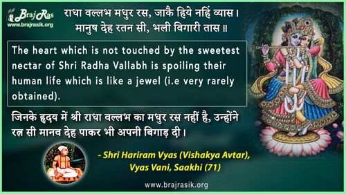राधा वल्लभ मधुर रस - श्री हरिराम व्यास, व्यास वाणी, साखी (71)