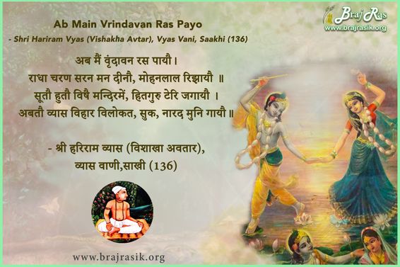अब मैं वृंदावन रस पायौ - श्री हरिराम व्यास (विशाखा अवतार) - व्यास वाणी, पूर्वार्ध (136)
