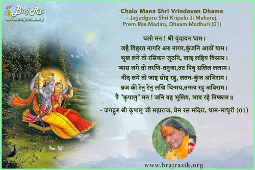 चलो मन ! श्री वृंदावन धाम - जगद्गुरु श्री कृपालु जी महाराज, प्रेम रस मदिरा, धाम-माधुरी (01)