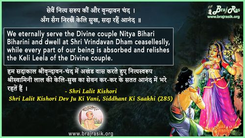 सेवैं नित्य सरुप कौं - श्री ललित किशोरी देव जू की वाणी, सिद्धांत की साखी (285)