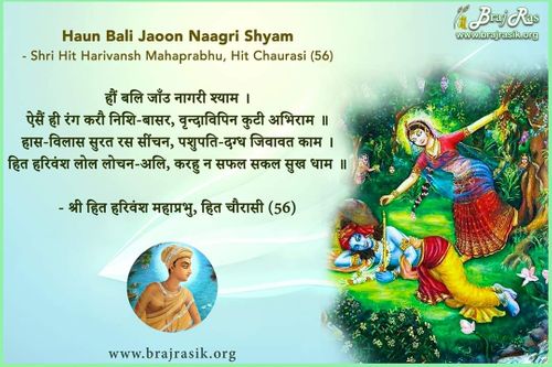 हौं बलि जाँउ नगरी श्याम - श्री हित हरिवंश महाप्रभु, हित चौरासी (56)