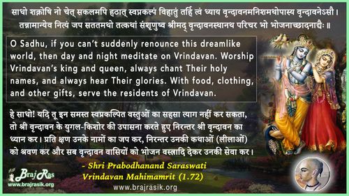 साधो शक्नोषि नो चेत् सकलमपि - श्री प्रबोधानंद सरस्वती, वृन्दावन महिमामृत (1.72)