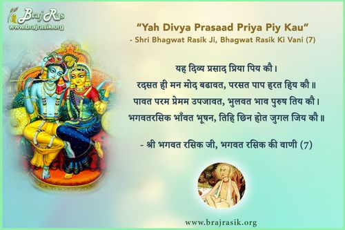 Yah Divya Prasaad Priya Piy Kau - Shri Bhagwat Rasik Ji, Bhagwat Rasik Ki Vani, AnanyaNishchayatma Granth - Uttarardh (7)