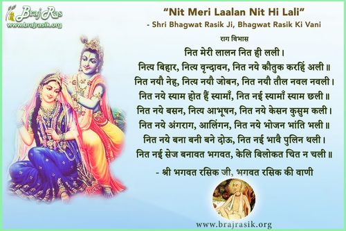 नित मेरौ लालन नित ही लली - श्री भगवत रसिक जी, भगवत रसिक की वाणी, , अनन्यरसीकाभरण ग्रन्थ (2.1)