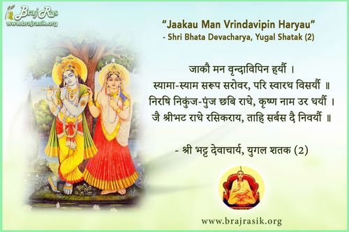 जाकौ मन वृन्दाविपिन हर्यौ - श्री भट्ट देवाचार्य, युगल शतक (2)