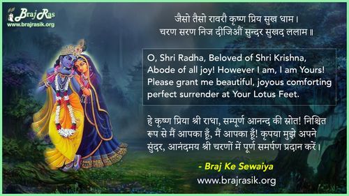 जैसो तैसो रावरौ कृष्ण प्रिय सुख धाम - ब्रज के दोहे