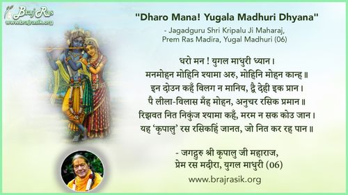 धरो मन ! युगल माधुरी ध्यान - जगद्गुरु श्री कृपालु जी महाराज, प्रेम रस मदिरा, युगल माधुरी (06)