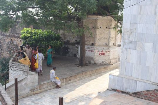 Radharani Temple surroundings and devotees relishing the bliss of Barsana Dham.
