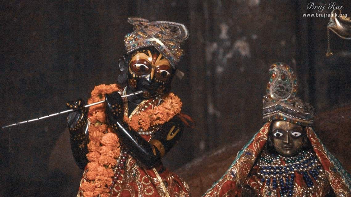Old deities at Shri Radha Gopinath Temple.