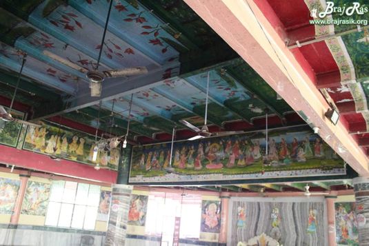 Shri Radha Krishn portrait in all sides of the walls at old Raas Mandala Vrindavan.