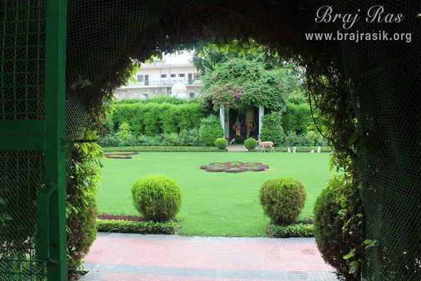 Garden view of Shyama Shyam Dham, Vrindavan.