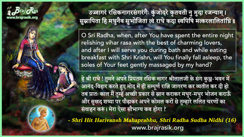 उज्जागरं रसिकनागरसंगरंगैः - श्री हित हरिवंश महाप्रभु, श्री राधा सुधा निधि (16)
