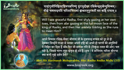 पादांगुलीनिहितदृष्टिमपत्रपिष्णुं - श्री हित हरिवंश महाप्रभु, श्री राधा सुधा निधि (15)