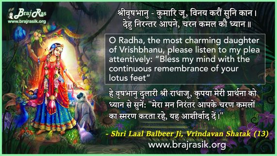 ShriVrishbhanu - Kumari Ju, Vinay Karaun Suni Kaan - Shri Laal Balbeer Ji, Vrindavan Shatak (13)