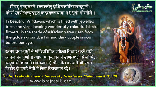 Shrimad Vrindavanane Ratnavallivrikshaish - Shri Prabodhanand Saraswati, Vrindavan Mahimamrit (2.38)