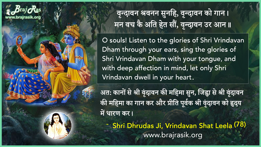 वृन्दावन श्रवनन सुनहि - श्री ध्रुवदास जी, बयालीस लीला, वृन्दावन शत लीला (78)
