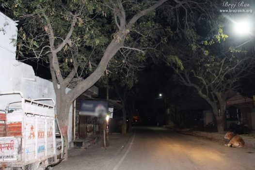 Parikrama Marg in Vrindavan at night.
