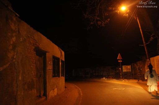 Parikrama Marg in Vrindavan at late night.