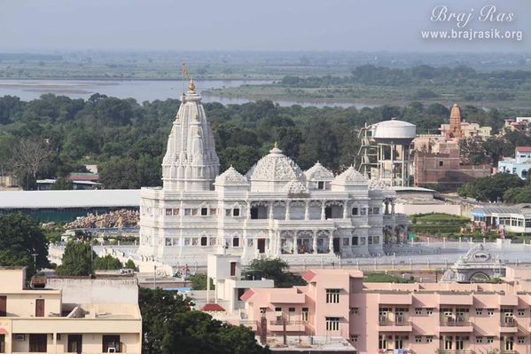 Glimpses of Prem Mandir with Yamuna ji, from Top - Bird eye view, Vrindavan