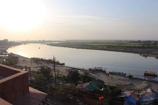Glimpses of Yamunaji at Parikrama Marg from Top - Bird eye view, Vrindavan