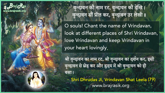 वृन्दावन कौ नाम रट - श्री ध्रुवदास जी, बयालीस लीला, वृन्दावन शत लीला (79)