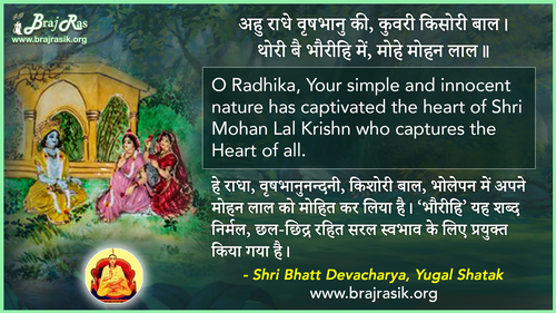 अहु राधे वृषभानु की - श्री भट्ट देवाचार्य, युगल शतक (81)