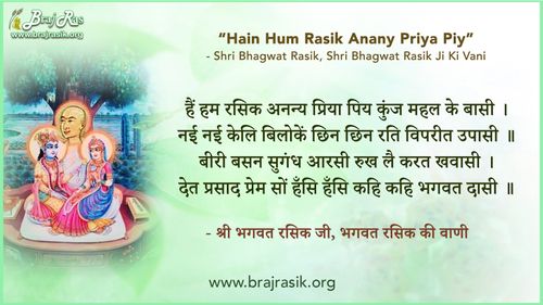 हैं हम रसिक अनन्य प्रिया पिय - श्री भगवत रसिक जी, भगवत रसिक की वाणी, अनन्यरसीकाभरण ग्रन्थ (9.6)