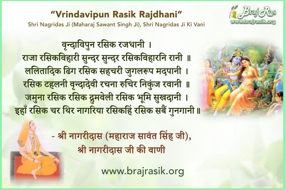 वृन्दाविपुन रसिक रजधानी - श्री नागरीदास (महाराज सावंत सिंह जी), श्री नागरीदास जी की वाणी, छूटक पद (135)