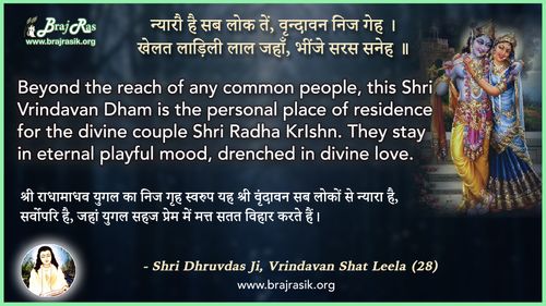 Nyarau hai sab lok tein, vrindavan nij geh - Shri Dhruvdas Ji, Vrindavan Shat Leela (28)