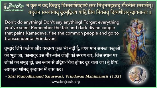 न कुरु न वद किञ्चद् - श्री प्रबोधानन्द सरस्वती, वृन्दावन महिमामृत (1.32)